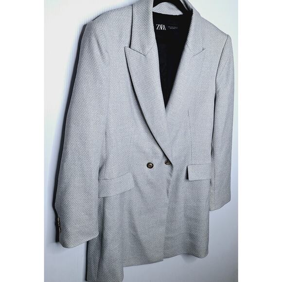 ZARA Double Breasted Oversized Blazer Jacket Dove Women's XL Minimalist Career - Picture 10 of 15